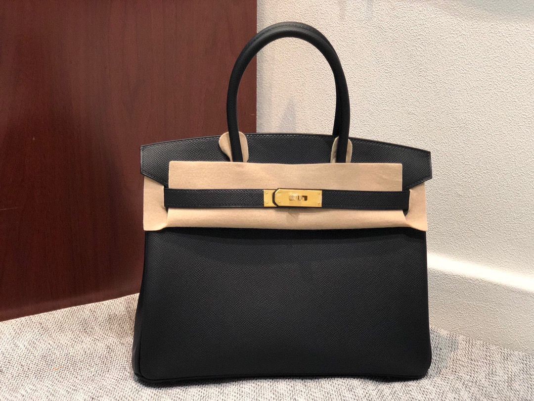 Knockoff Hermes Birkin Bag Original Epsom Leather 30CM 17825 Black Tl392yN38