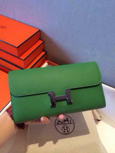 Knockoff Hermes Constance Long Wallets Original Leather HA909 Green Tl2129vf92