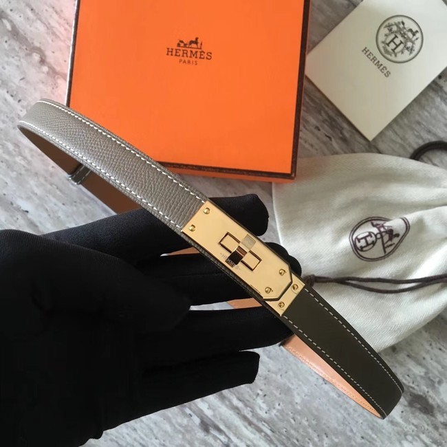 Knockoff Hermes original epsom leather Kelly belt H069854 grey gold plated metal Tl3527fY84