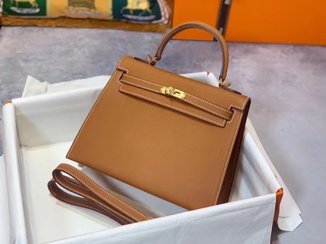 Knockoff High Quality Hermes Original Epsom Leather KEL2578 brown Tl352Lg12