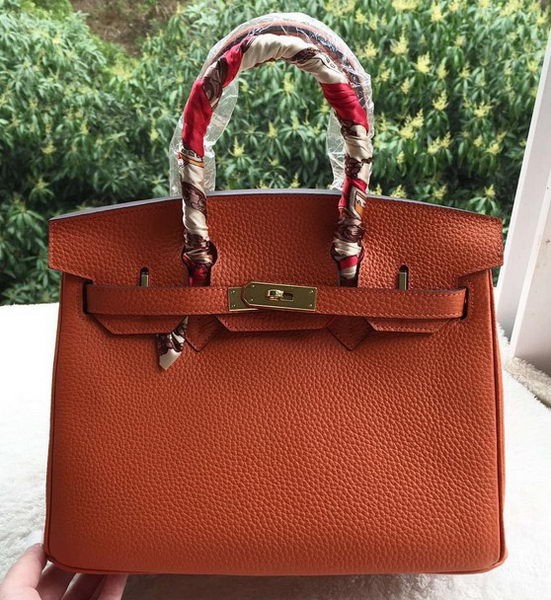 Luxury Hermes Birkin 30CM Tote Bags Orange Calfskin Leather BK30 Gold Tl1121UV86