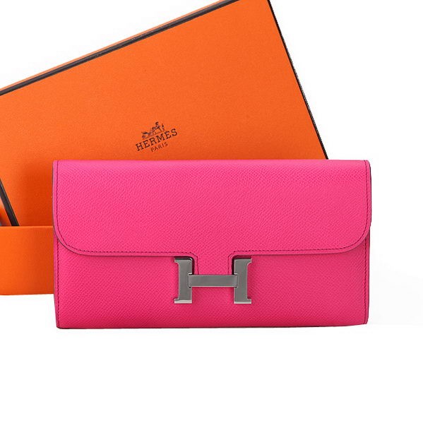 Replica Hermes Constance Long Wallets Original Calfskin Leather A909 Peach Tl2205rH96