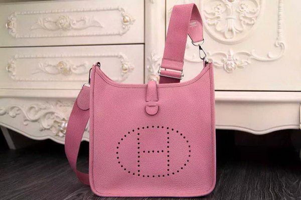 Replica Hermes Evelyne 28cm Original calf leather Messenger Bag H1188 Pink Tl1299Yn66