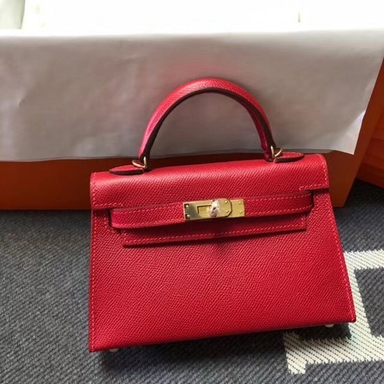 Replica Hermes Kelly 20cm Tote Bag Original Epsom Leather KL20 red Tl782nB47