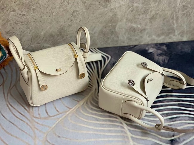 Replica Hermes mini Lindy Original Togo Leather Bag OLD19 Pearl White Tl413ij65
