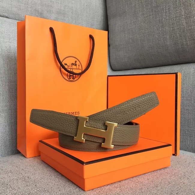 Replica Hermes original togo 2 belt buckle & Reversible leather strap 32 mm H06454 grey gold plated metal Tl3460SV68