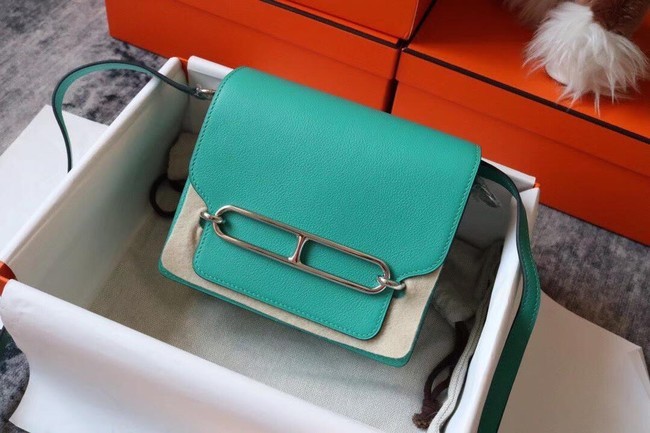Replica Hermes Roulis 19cm Evercolor 9D H9003 Lake water green&Silver Tl143Vi77