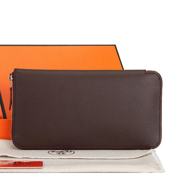 Replica Hermes Zipper Wallet Original Saffiano Leather A309 Brown Tl2242nB47