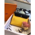 AAA Replica Hermes Herbag 31CM Original Canvas Leather & Calfskin 45987 Yellow&Black Tl823VB75
