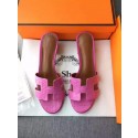 AAAAA Imitation Hermes Leather Slipper HO742 Rose Tl3382Sy67