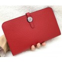 Best Hermes Dogon Combined Wallet Litchi Leather A508 Red Tl2106Ml87