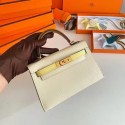 Cheap Hermes Kelly 19cm Shoulder Bags Epsom Leather KL19 Gold hardware Cream&yellow Tl217sZ66
