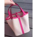 Copy 1:1 Hermes Picotin Lock 18cm Bag Canvas HPL8618T Rose Tl1008xD64