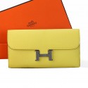 Fake Hermes Constance Long Wallets Original Calfskin Leather A909 Lemon Tl2206pE71
