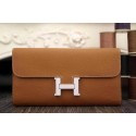Fake Hermes Constance Long Wallets Original Leather HA909 Wheat Tl2134Sq37