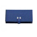 Hermes Bearn Japonaise Bi-Fold Wallet Grainy Leather H68942 Blue Tl2181DS71