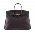 Hermes Birkin 35CM Tote Bags Dark Brown Ostrich Leather H6089 Gold Tl1429Rc99