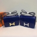 Hermes Constance Bag Croco Leather H9978C Blue Tl874HB29