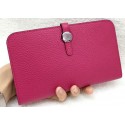 Hermes Dogon Combined Wallet Litchi Leather A508 Rose Tl2102bT70