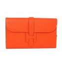 Hermes Jige Clutch Bag Calfskin Leather HQ864 Orange Tl1443io33