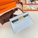 Hermes Kelly 19cm Shoulder Bags Epsom Leather KL19 Gold hardware light blue&green Tl212jo45