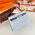 Hermes Kelly 19cm Shoulder Bags Epsom Leather KL19 Silver hardware light blue&green Tl213PC54