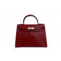 Hermes Kelly 32cm Shoulder Bag Red Croco Patent Leather K32 Gold Tl1835lk46