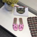 Hermes lady leather fashion Slipper HO808HMJ rose Tl3366tL32