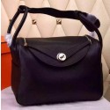 Hermes Lindy 30CM Leather Shoulder Bag H0881 Black Tl962aM39