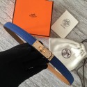 Hermes original epsom leather Kelly belt H069853 blue Tl3544Is79
