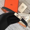 Hermes original epsom leather Kelly belt H069854 black silver plated metal Tl3517aM39