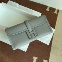 Hermes Original jige swift Leather Clutch 37088 light gray Tl259Is79