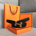 Hermes original togo 2 belt buckle & Reversible leather strap 32 mm H06454 black gold plated metal Tl3464mV18