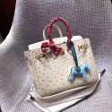 Hermes Real ostrich leather birkin bag BK35 creamy-white Tl740lk46