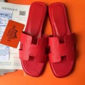Hermes Slipper Calfskin Leather HO0476 Red Tl3401Va47