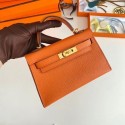 High Quality Hermes Kelly 19cm Shoulder Bags Epsom Leather KL19 Gold hardware orange Tl211pR54
