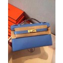 Hot Hermes Kelly 22cm Tote Bag Original Leather KL22 Blue Tl936Nm85