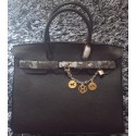 Imitation Fashion Hermes Birkin 35CM Tote Bag Litchi Leather HB35GL Black Tl1194kd19