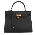 Imitation Hermes Kelly 32cm Shoulder Bag Black Original Leather K32 Gold Tl1653uq94