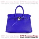 Knockoff Hermes Birkin 30CM Tote Bag Blue Clemence Leather H6088 Silver Tl1852yN38