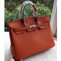 Knockoff Hermes Birkin 35CM Tote Bag Orange Calfskin Leather BK35 Silver Tl1122yN38