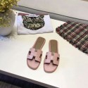Knockoff Hermes lady leather fashion Slipper HO811HMJ pink Tl3354eF76