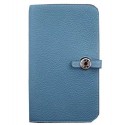 Replica Cheap Hermes Compact Passport Holder Original Leather Wallet Blue Tl2167Mq48