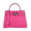 Replica Fashion Hermes Kelly 28cm Shoulder Bags Rose Grainy Leather Silver Tl1568HM85