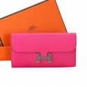 Replica Hermes Constance Long Wallets Original Calfskin Leather A909 Peach Tl2205rH96
