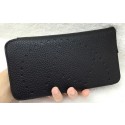 Replica Hermes Evelyn Long Zip Wallet Litchi A808 Black Tl2125HB48