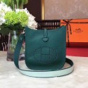 Replica Hermes Evelyne mini 17cm Messenger Bag Original Calf Leather H1187 Green Tl819UD97