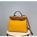 Replica Hermes Herbag 31CM Original Canvas Leather & Calfskin 48887 light yellow&brown Tl112it96