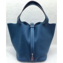 Replica Hermes Picotin Lock 22cm Bags Litchi Leather HPL1048 Blue Tl1205Fi42