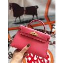 Top Hermes original mini Kelly chevre mysore K19CM Watermelon red&Gold Metal Tl587lE56
